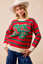 BiBi Christmas Theme Stripe Knit Top
