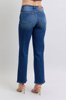 Judy Blue Medium Washed Side Seam Detail Straight Jeans with Pockets Jeans