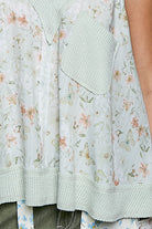 POL Sage Multi Floral V-Neck Tank with Front Pocket