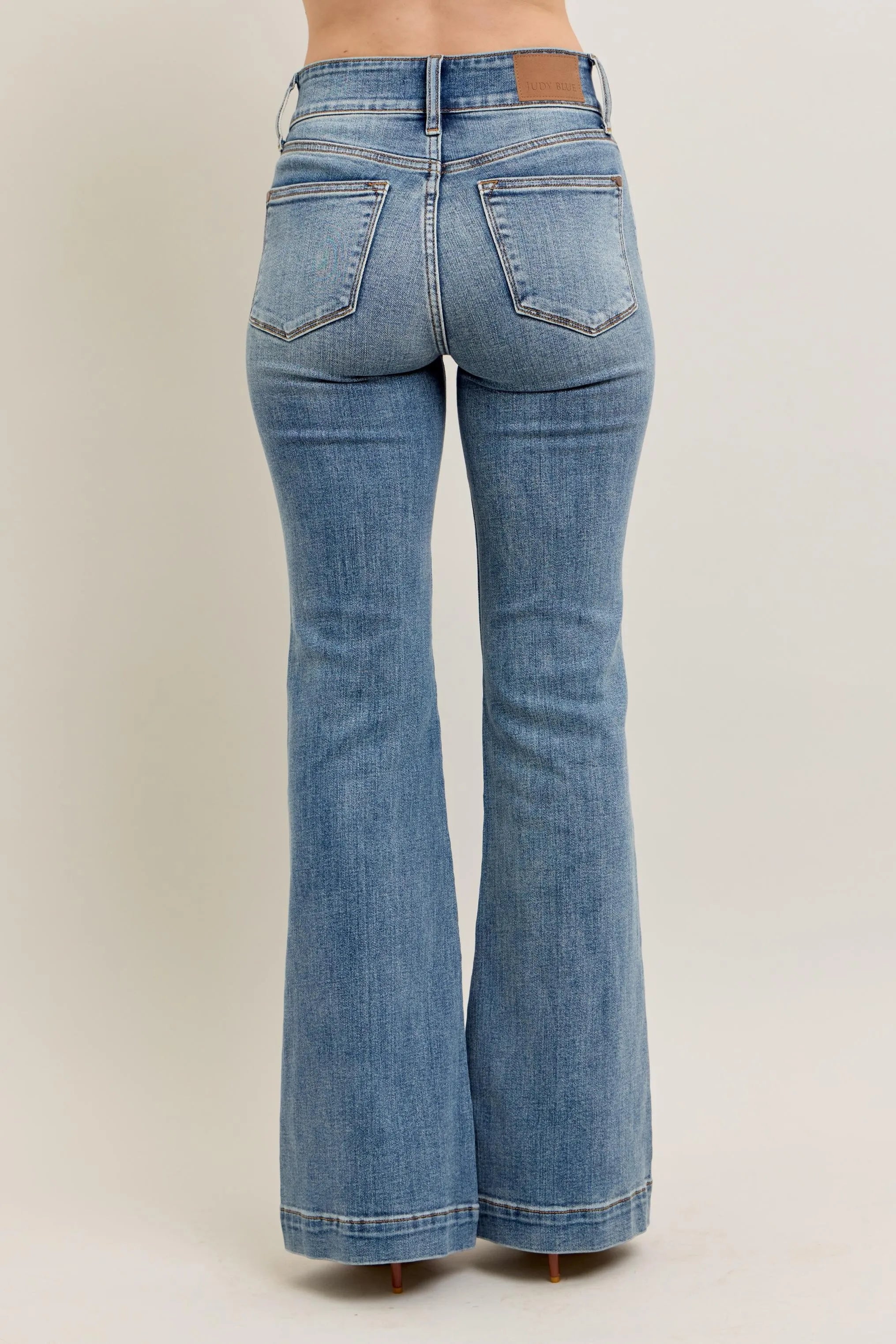 Judy Blue High-Waist Flare Denim Jeans with Front Seam Detail