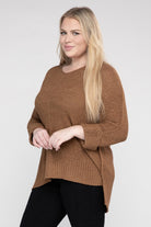 eesome Plus Size Crew Neck Knit Sweater eesome