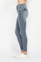 Judy Blue Medium Washed Tummy Control Contrast Wash Skinny Jeans Trendsi