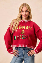 BiB Redi Christmas Theme Sequin Lattering Sweater