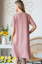 Heimish Solid Ribbed Rose Mini Dress with Buttons