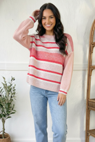 Haptics Multicolor Pink Stripe Oversized Sweater