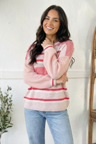 Haptics Multicolor Pink Stripe Oversized Sweater