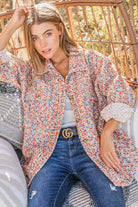 And The Why Multicolor Twill Long Sleeve Button-Down Shacket