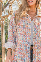 And The Why Multicolor Twill Long Sleeve Button-Down Shacket