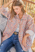 And The Why Multicolor Twill Long Sleeve Button-Down Shacket