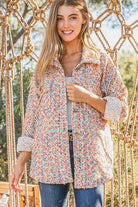 And The Why Multicolor Twill Long Sleeve Button-Down Shacket