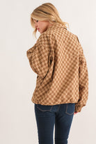 And The Why Plus Size Mocha Checker Zip Jacket