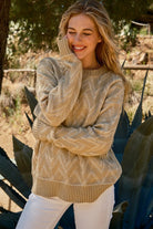 And The Why The Hazy Herringbone Taupe Cozy Sweater