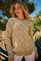 And The Why The Hazy Herringbone Taupe Cozy Sweater