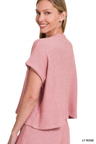 Zenana Classic Blue Sweater Boxy Top & Long Pants Set