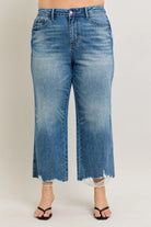 Judy Blue Plus Size High Waist Rigid Magic Destroy Hem Crop Wide Medium