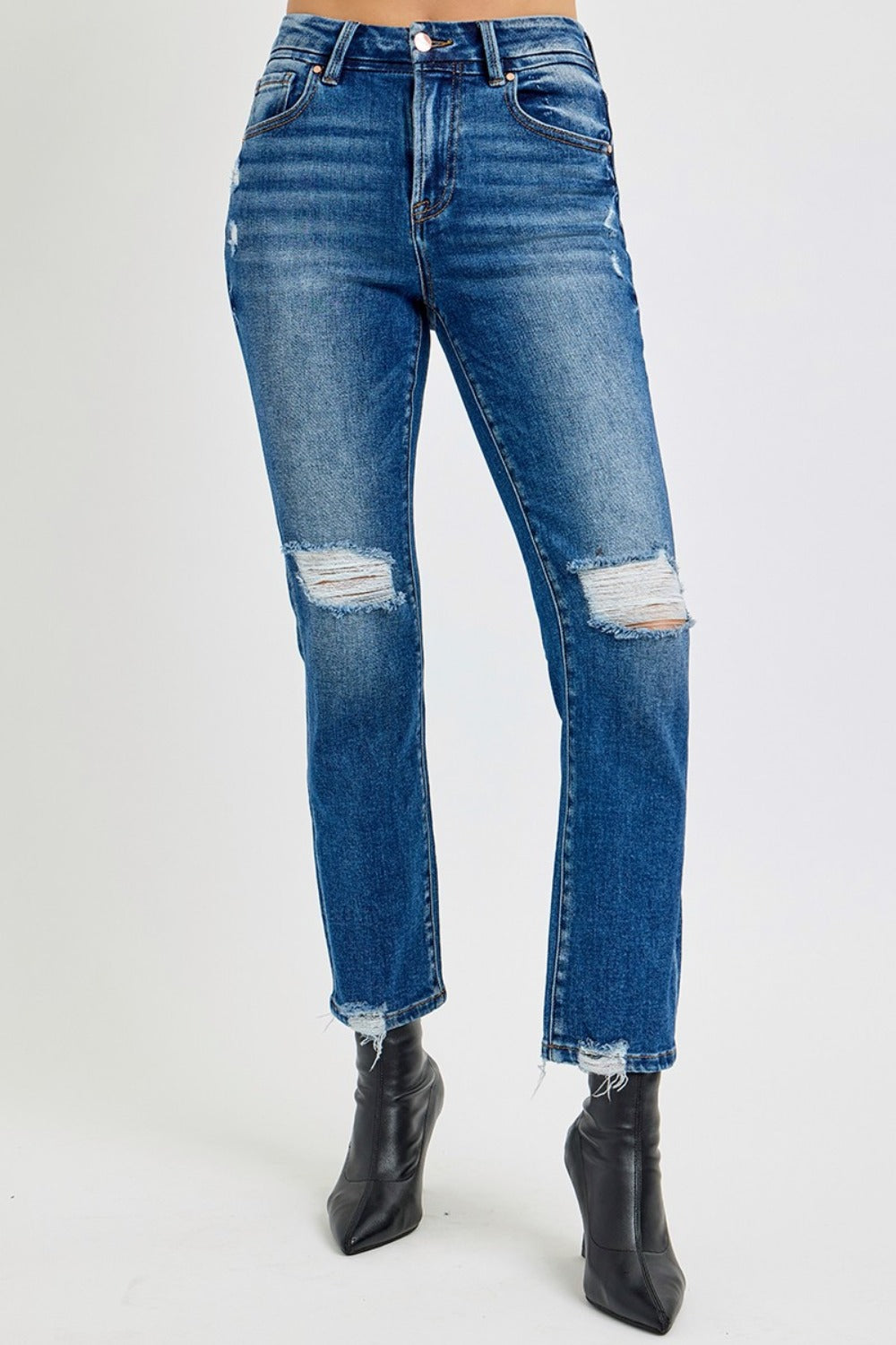 New! Risen High outlet Rise Straight Distressed Jeans