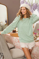 BiBi Sage Slub Terry Puff Shoulder Sweatshirt