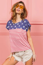 BiBi Star Printed with Stripe Combo Top