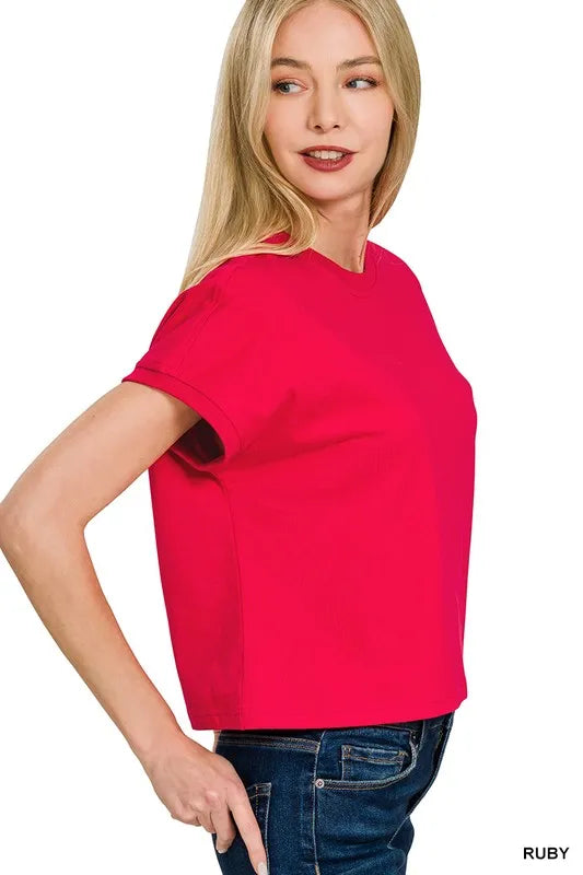 Zenana Ruby Premium Cotton Relaxed Crop Tee