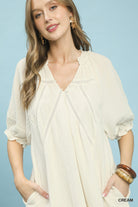 Umgee Cream Cotton Gauze Mini Dress