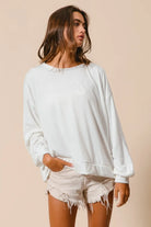 BiBi Ivory Loop Terry Pull Over With Cut Edge Band
