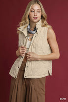 Umgee Ecru Quilted Embroidered Vest