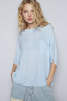 POL Light Blue Round Neck Half Sleeve T-Shirt Light Blue