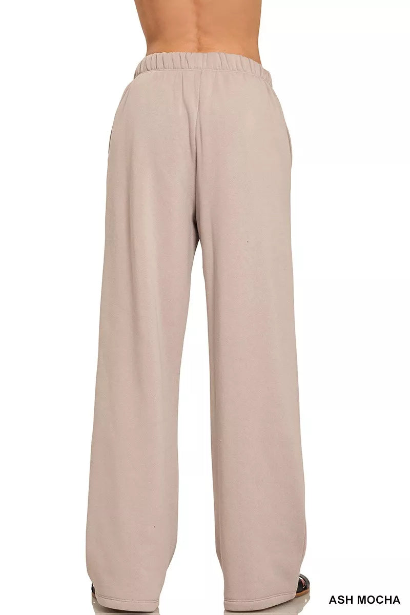 Zenana Ash Mocha Fleece Sweatpant with Pockets