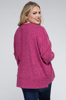 Zenana Plus Size Brushed Melange Drop Shoulder Sweater ZENANA