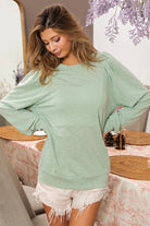 BiBi Sage Slub Terry Puff Shoulder Sweatshirt SAGE