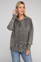 Zenana French Terry Acid Washed Kangaroo Pocket Hoodie ZENANA