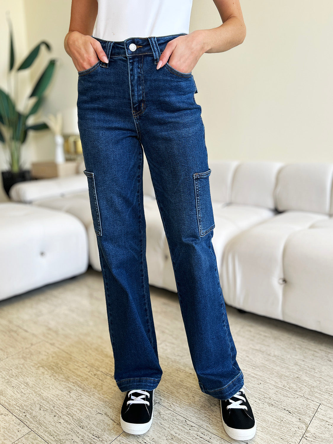Judy Blue High Waist Straight Cargo Jeans Trendsi