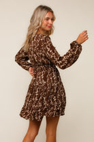 Haptics Mocha Floral Smocked Waist Tiered Woven Dress