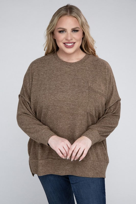 Zenana Plus Size Brushed Melange Drop Shoulder Sweater – Ruby Idol Apparel