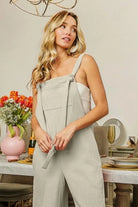BiBi OatmealTextured Jacquard Jumpsuit with Side Pockets