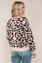 Haptics Leopard Jacquard Cardigan with Front Bow Detail