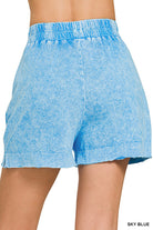 Zenana Sky Blue Halo Snow Washed Boxy Top & Shorts Set