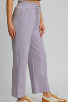 Umgee Lavender Drawstring Elastic Waist Wide Leg Pants Pants