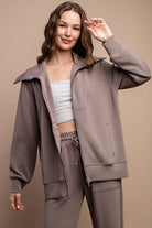 Rae Mode Modal Poly Full Zip Jacket in Mocha Ave Shops