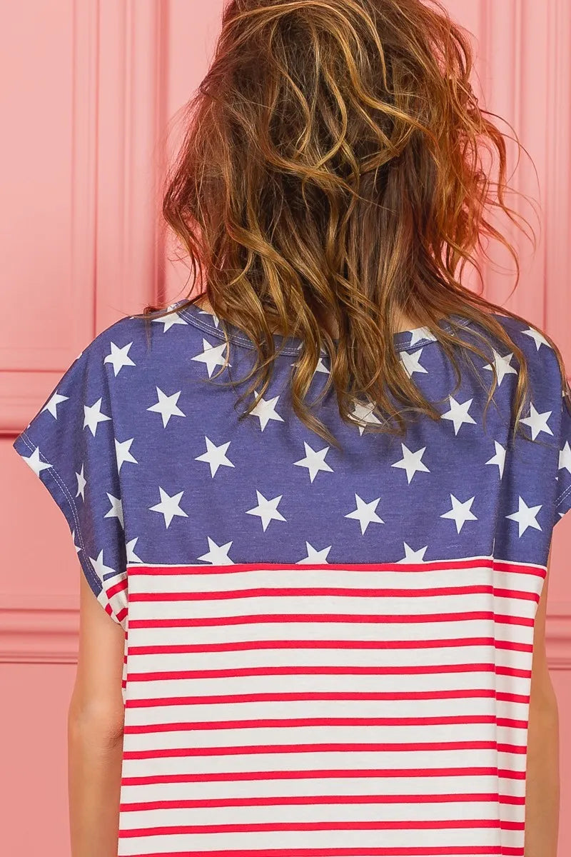 BiBi Star Printed with Stripe Combo Top
