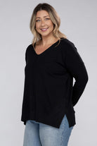 Zenana Plus Garment Dyed Front Seam Sweater ZENANA