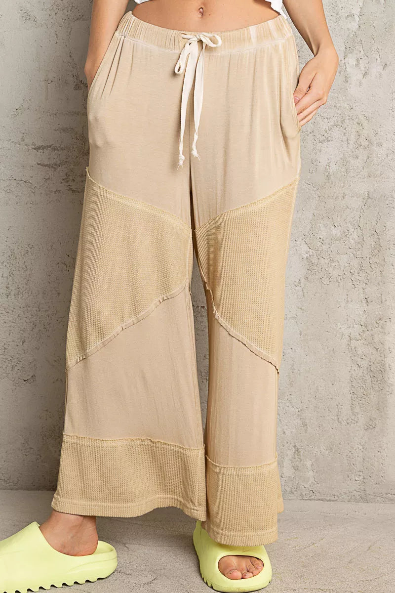 POL Corn Soup Elastic Waistband Wide Leg Pants with Drawstring