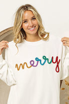 BiBi White Merry Tinsel Multi Lettering Drop Shoulder Sweatshirt