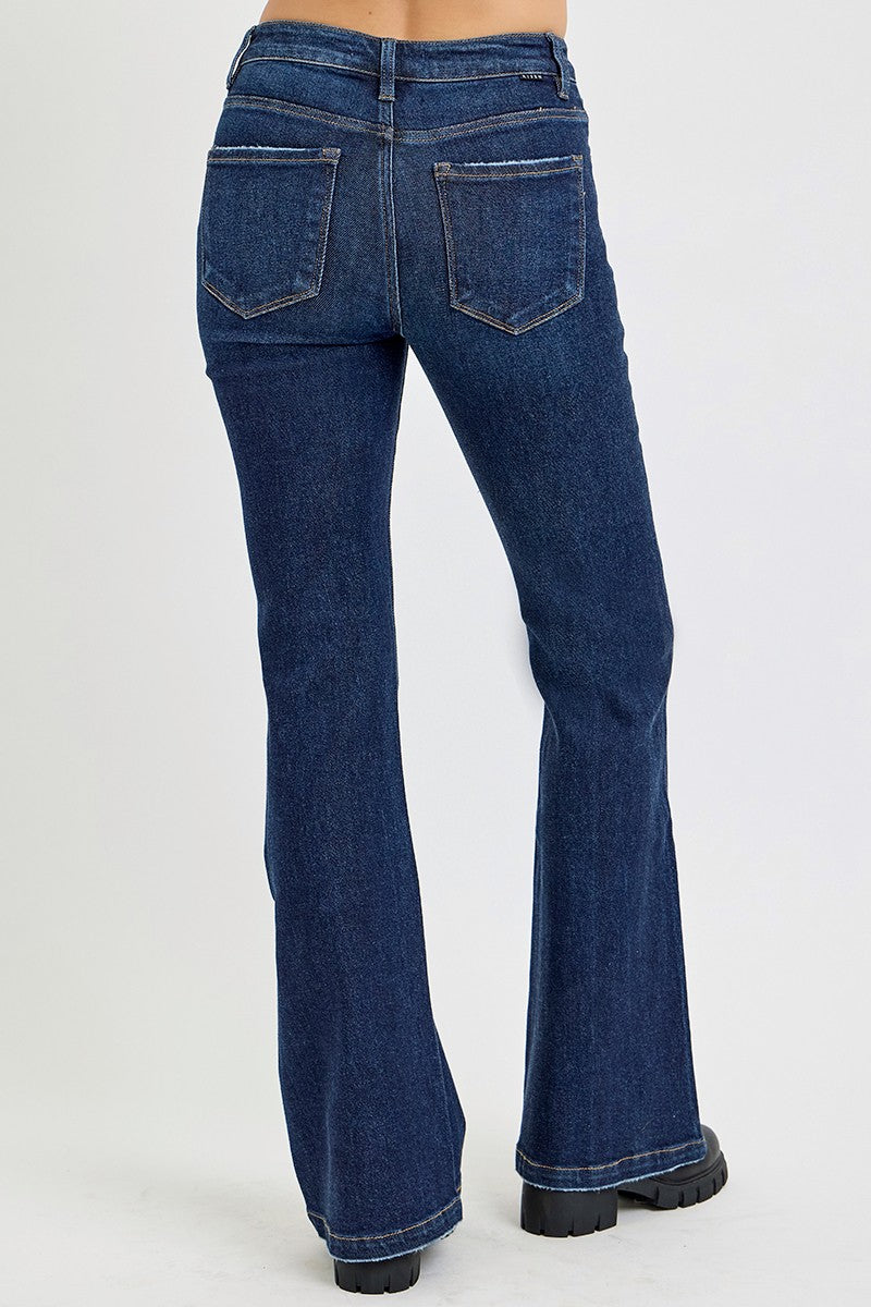 RISEN High Rise Flare Jeans with Pockets Trendsi