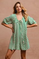 BiBi Jade Puffy Sleeves Romper with Back Button Closure