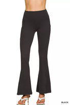 Zenana Black Brushed Dty Microfiber Flare Pants BLACK