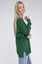 Zenana Garment Dyed Front Seam Side Slit Sweater ZENANA