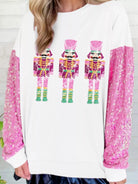 Preorder: Christmas Theme Sequin Long Sleeve Sweatshirt Pink White