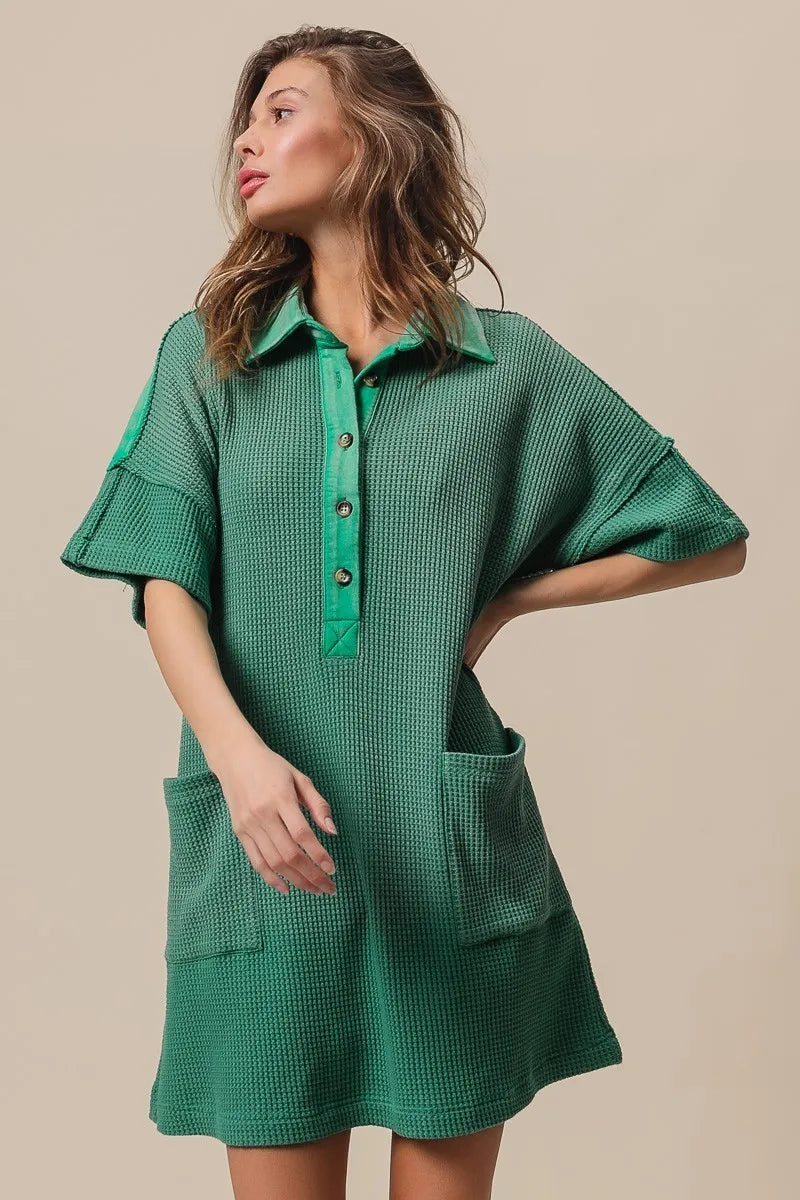 BiBi Jade Dip Dye Mineral Washed Texted Knitted Dress