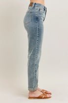Judy Blue High Waisted Vintage Wash Double Roll Cuff Boyfriend Jeans